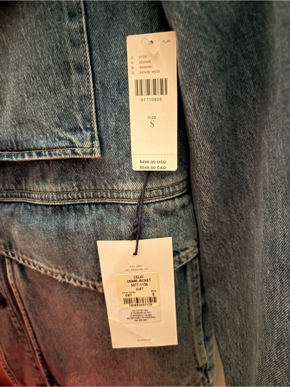Citizens Of Humanity Light Blue Denim Jacket with Center Seam - Picture 4 of 5